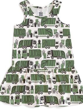 Winter Water Factory Garbage Truck Print Dress Sz 6